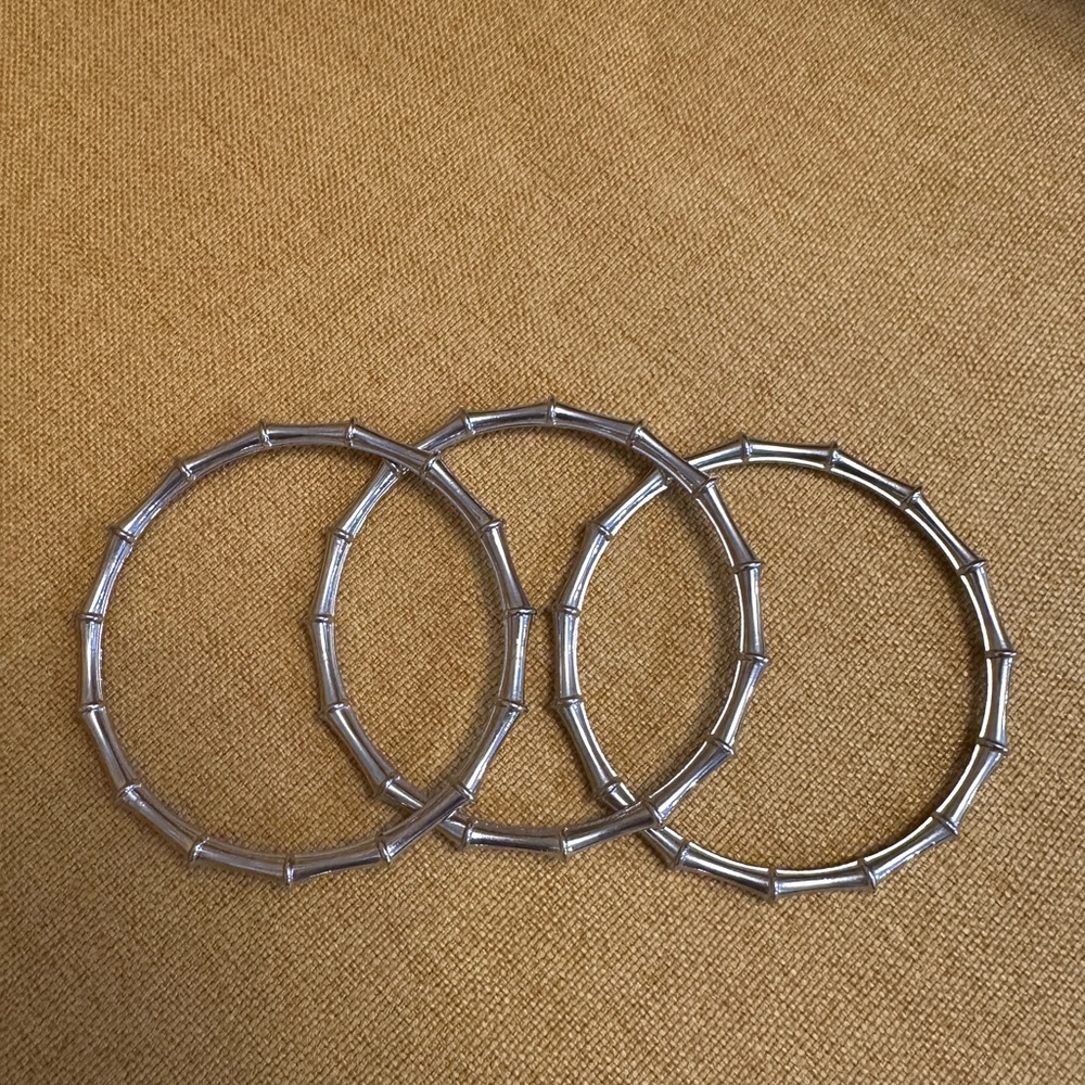 Silver Bamboo-Style Bracelets Set - Picture 2 of 4